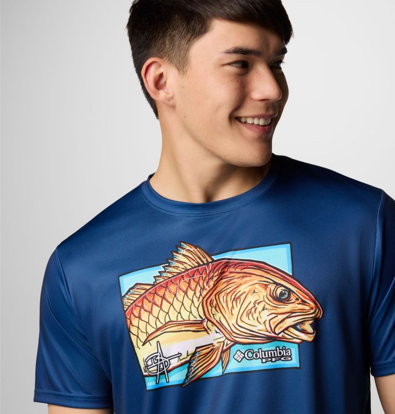 Men's Terminal Tackle PFG X Bentley T-Shirt, Color: Carbon, PFG Bentley Red Head, image 5