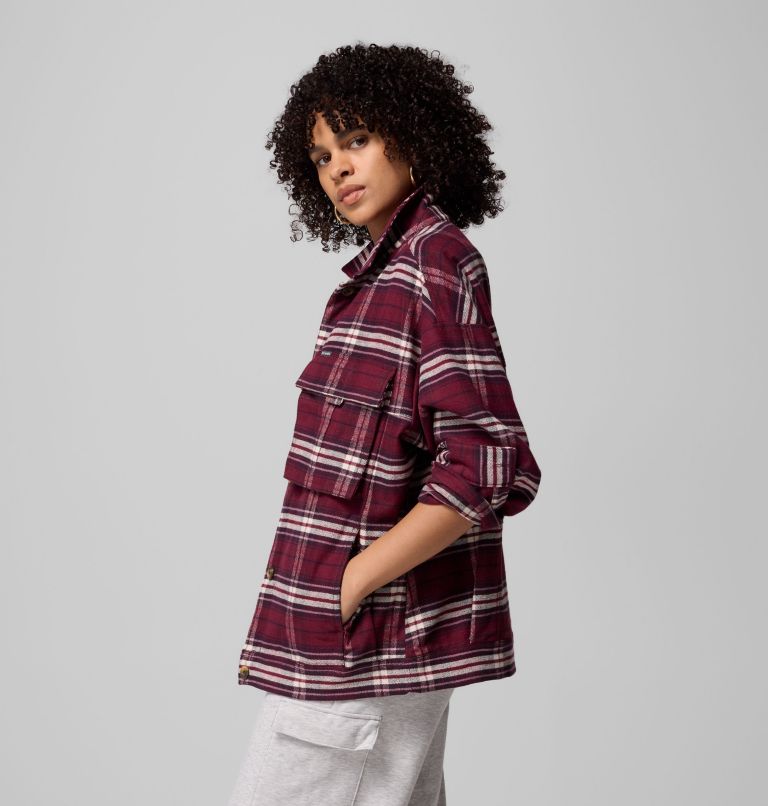 Women's Wildest Venture Shirt Jacket, Color: Rich Wine Block Tartan, image 4