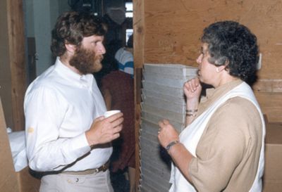 Time and Gert Boyle in the Columbia Sportswear office in 1975.